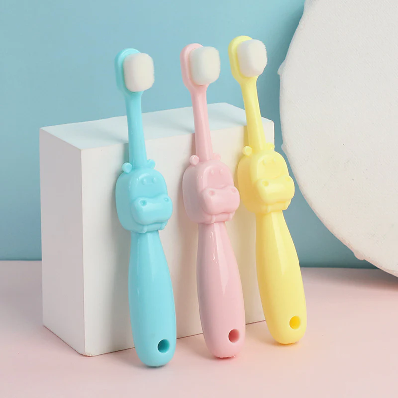 Little Hippo Kids Toothbrush: Soft bristles, short handle, suitable for children aged 0-8. - Image 3
