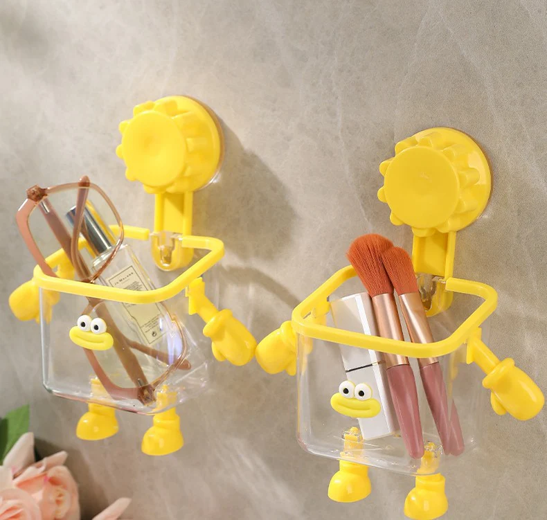 Toothbrush holder, wall-mounted, no-drill, suction cup, high-end multi-functional transparent plastic storage box for bathroom use. - Image 3